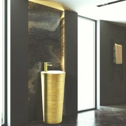 Hot Sale 👍 Fine Fixtures Vannes Pedestal 16"x16", Brushed Gold ⭐ -Bathroom Sinks Shop 53d1045f00f97614 3824 w800 h800 b0 p0