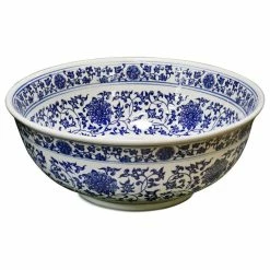Cheapest ๐คฉ China Furniture And Arts Blue And White Porcelain Floral Motif Oriental Basin ๐