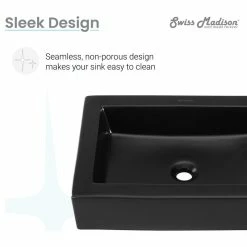 Coupon 😀 Swiss Madison Voltaire Ceramic Rectangle Vessel Sink, Matte Black 😍 -Bathroom Sinks Shop 55411d100000857a 8656 w800 h800 b1 p0