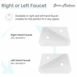 Best Pirce ๐ Swiss Madison Plaisir 18"x11" Ceramic Wall Hung Sink With Faucet Mount, Left Side ๐ 20 Best Pirce ๐ Swiss Madison Plaisir 18"x11" Ceramic Wall Hung Sink With Faucet Mount, Left Side ๐ -Bathroom Sinks Shop 55911092001c1645 3795 w800 h800 b1 p0