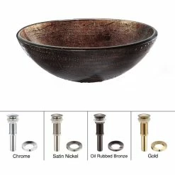 Discount ๐ Kraus USA, Inc. Illusion 16 1/2" Glass Vessel Bathroom Sink, PU Drain, Mounting Ring, Bronze ๐
