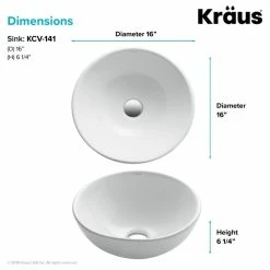 Hot Sale 🎉 Kraus USA, Inc. Elavo Ceramic Round Vessel White Sink 🤩 -Bathroom Sinks Shop 5d3194f30254a7a2 6285 w800 h800 b1 p0
