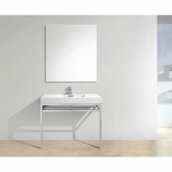 Discount ✔️ KubeBath Haus Stainless Steel Console With White Acrylic Sink, Chrome, 40'' ⌛ -Bathroom Sinks Shop 5d41b3bb0db669ec 3038 w800 h800 b0 p0