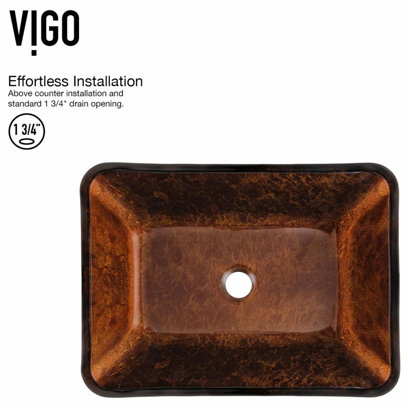Discount โจ VIGO 18" Rectangular Russet Glass Vessel Bathroom Sink ๐ 6 Discount โจ VIGO 18" Rectangular Russet Glass Vessel Bathroom Sink ๐ - Image 4