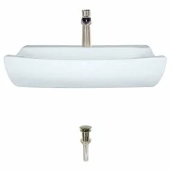 Cheap ๐ MR Direct Sinks And Faucets V2302 Porcelain Vessel Sink, White, 732 Vessel Faucet, Brushed Nickel โญ