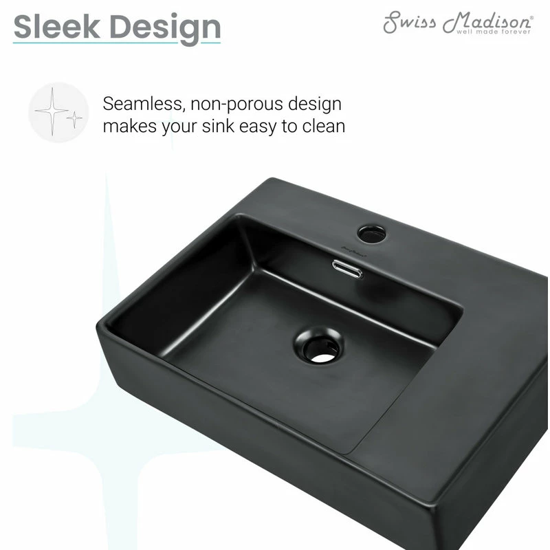 Cheapest ๐ฏ Swiss Madison St. Tropez 24"x18" Ceramic Wall Hung Sink With Left Faucet Mount, Matte Black ๐ 12 Cheapest ๐ฏ Swiss Madison St. Tropez 24"x18" Ceramic Wall Hung Sink With Left Faucet Mount, Matte Black ๐ - Image 10