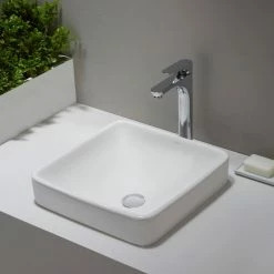 Best Sale 🔔 Kraus USA, Inc. Elavo Ceramic Square Semi-Recessed White Sink, PU Drain Oil Rubbed Bronze ❤️ -Bathroom Sinks Shop 67e15c1500e5e818 8832 w800 h800 b0 p0