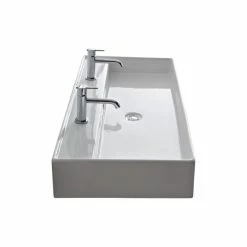 Best deal ๐ Scarabeo Ceramiche Rectangular White Ceramic Wall Mounted Or Vessel Sink, Two Hole โค๏ธ