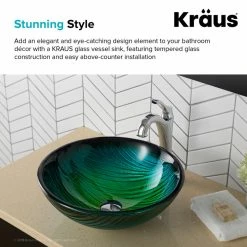 New 🔔 Kraus USA, Inc. Nature Series 17" Round Green Glass Vessel 19mm Thick Bathroom Sink 👍 -Bathroom Sinks Shop 6ba1bde900e5e7c8 3188 w800 h800 b0 p0