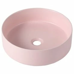Best reviews of ๐ Sarlai Round Bathroom Art Basin Sink, Mounted On Ceramic Counter, Matt Light Pink ๐