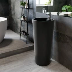 Buy 😉 Swiss Madison Monaco Circular Basin Pedestal Sink, Matte Black ✨