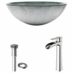 New 😍 VIGO Simply Silver Glass Vessel Bathroom Sink And Niko Faucet Set 🎉 -Bathroom Sinks Shop 6e3139c20f5a1609 2908 w800 h800 b1 p0