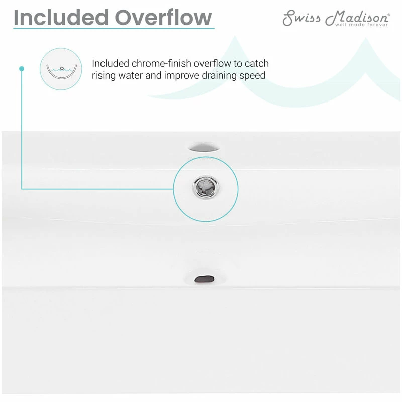 Best deal ๐ Swiss Madison Carre 36" Ceramic Console Sink White Basin Black Legs ๐ 11 Best deal ๐ Swiss Madison Carre 36" Ceramic Console Sink White Basin Black Legs ๐ - Image 9