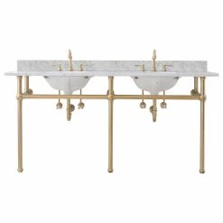 Hot Sale ๐ฅ Water Creation Embassy 72" Wide Double Wash Stand Only, Satin Brass ๐