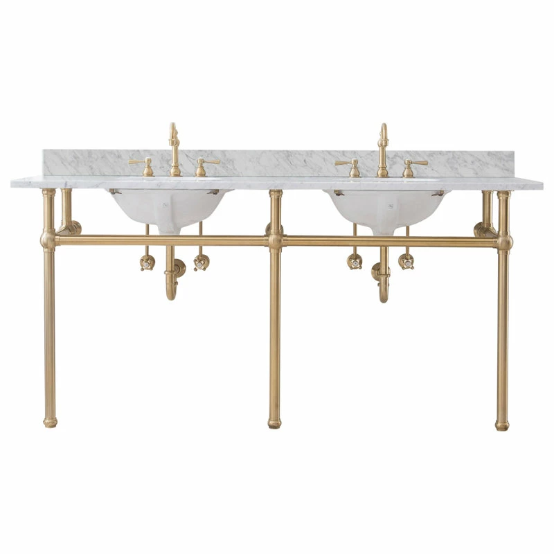 Hot Sale ๐ฅ Water Creation Embassy 72" Wide Double Wash Stand Only, Satin Brass ๐ 3 Hot Sale ๐ฅ Water Creation Embassy 72" Wide Double Wash Stand Only, Satin Brass ๐