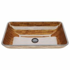 Discount 😍 VIGO Rectangular Glass Vessel Bathroom Sink, Amber Sunset 🤩
