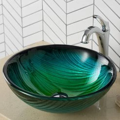 New 🔔 Kraus USA, Inc. Nature Series 17" Round Green Glass Vessel 19mm Thick Bathroom Sink 👍 -Bathroom Sinks Shop 71e1c88800e5e7aa 3188 w800 h800 b0 p0