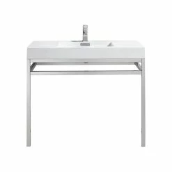 Discount โ๏ธ KubeBath Haus Stainless Steel Console With White Acrylic Sink, Chrome, 40'' โ