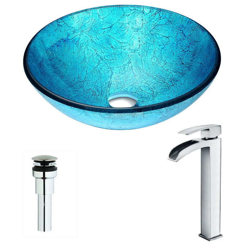 Wholesale ๐ ANZZI Accent Series Deco-Glass Vessel Sink With Key Faucet, Faucet: Polished Chr ๐ 3 Wholesale ๐ ANZZI Accent Series Deco-Glass Vessel Sink With Key Faucet, Faucet: Polished Chr ๐