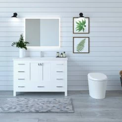 Promo 🧨 Castello USA Serenity Solid Surface Bathroom Vanity Top With Sink, White, 48", Standard 🔥 -Bathroom Sinks Shop 75d1b9be0042ca27 4202 w800 h800 b0 p0