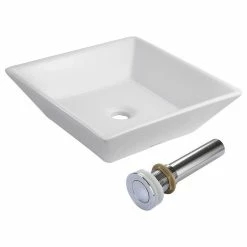 Best Pirce 😍 Yescom Aquaterior Square Porcelain Ceramic Vessel Sink With Drain & Faucet 🎉 -Bathroom Sinks Shop 7811f3d90c365034 7249 w800 h800 b1 p0