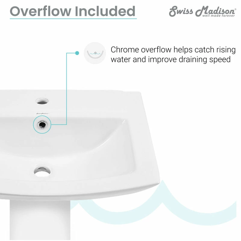 Discount ๐ Swiss Madison Sublime Pedestal Bathroom Sink Rectangular With Single Faucet Hole ๐ 13 Discount ๐ Swiss Madison Sublime Pedestal Bathroom Sink Rectangular With Single Faucet Hole ๐ - Image 11