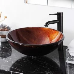 Discount ✨ Yescom Antique Round Tempered Glass Vessel Sink 😀 -Bathroom Sinks Shop 7bf143000b3a4d47 6226 w800 h800 b0 p0