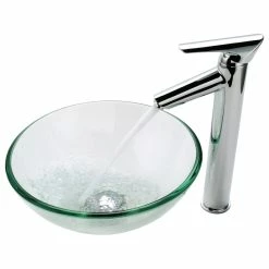 Cheapest ⭐ Kraus USA, Inc. Clear 14" Glass Vessel Bathroom Sink, PU Drain, Mounting Ring, Nickel 👏 -Bathroom Sinks Shop 7e01cb3600e5e82a 3147 w800 h800 b1 p0