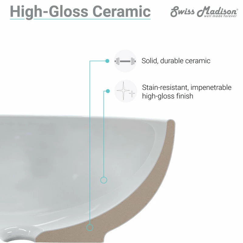 Best Pirce ๐ Swiss Madison Plaisir 18"x11" Ceramic Wall Hung Sink With Faucet Mount, Left Side ๐ 9 Best Pirce ๐ Swiss Madison Plaisir 18"x11" Ceramic Wall Hung Sink With Faucet Mount, Left Side ๐ - Image 7