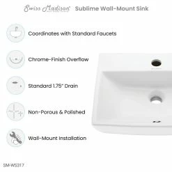 Flash Sale 🥰 Swiss Madison Sublime Compact Ceramic Wall Hung Sink 😉 -Bathroom Sinks Shop 7f5125a70230b371 7492 w800 h800 b1 p0