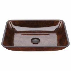 Discount ✨ VIGO 18" Rectangular Russet Glass Vessel Bathroom Sink 😉