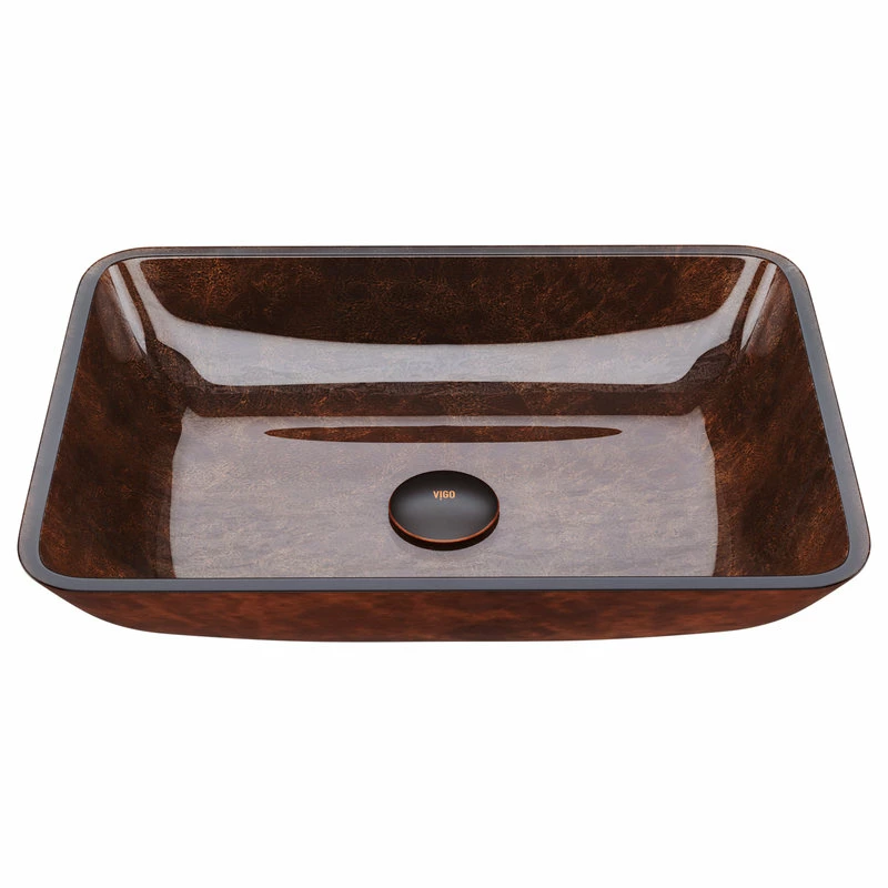 Discount โจ VIGO 18" Rectangular Russet Glass Vessel Bathroom Sink ๐ 3 Discount โจ VIGO 18" Rectangular Russet Glass Vessel Bathroom Sink ๐