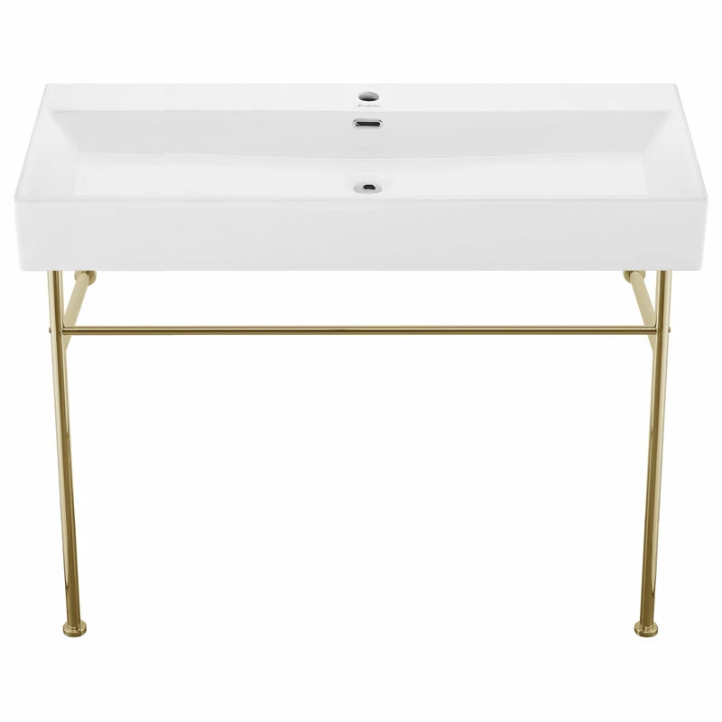 Best Sale ๐ Swiss Madison Claire 40" Ceramic Console Sink White Basin Gold Legs ๐ฅ 4 Best Sale ๐ Swiss Madison Claire 40" Ceramic Console Sink White Basin Gold Legs ๐ฅ - Image 2