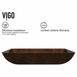 Cheapest ❤️ VIGO Rectangular Russet Glass Vessel Bathroom Sink Set Niko Vessel Faucet ⌛ -Bathroom Sinks Shop 86e153520f5a15be 3365 w800 h800 b1 p0