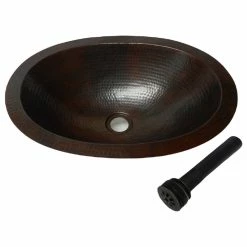Budget ✔️ SimplyCopper Aged Copper Oval Copper Bathroom Sink, Wine & Whiskey Barrel Sink With Drain 👍
