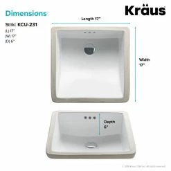 New 🎉 Kraus USA, Inc. Elavo Ceramic Square Undermount Bathroom Sink, White ⭐ -Bathroom Sinks Shop 89215d320254a7c6 6211 w800 h800 b1 p0