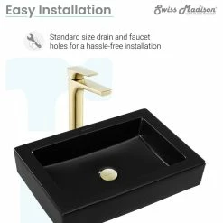 Coupon 😀 Swiss Madison Voltaire Ceramic Rectangle Vessel Sink, Matte Black 😍 -Bathroom Sinks Shop 8ad1178700008578 8656 w800 h800 b1 p0