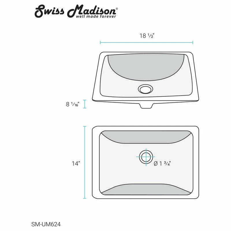 Discount ๐ Swiss Madison Plaisir 18" Rectangular Under-Mount Bathroom Sink ๐ 15 Discount ๐ Swiss Madison Plaisir 18" Rectangular Under-Mount Bathroom Sink ๐ - Image 13