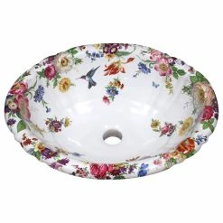 Top 10 🤩 Decorated Bathroom LLC Scented Garden Hand Painted Sink ❤️