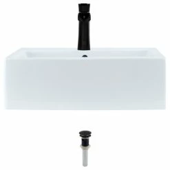 Wholesale 🎁 MR Direct Sinks And Faucets V2502 Porcelain Vessel Sink, White, 732 Vessel Faucet, Antique Bronze 🎁