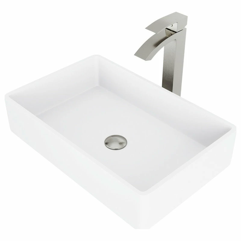 Outlet ๐ฅ VIGO Magnolia Matte Stone Vessel Sink With Duris Vessel Faucet, Brushed Nickel ๐ 3 Outlet ๐ฅ VIGO Magnolia Matte Stone Vessel Sink With Duris Vessel Faucet, Brushed Nickel ๐