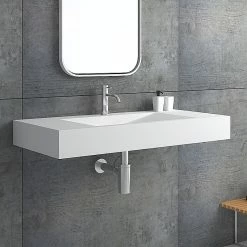 Cheap ✨ Homary Modern Wall-Mounted Rectangular Stone Resin V-Shaped Sink, Glossy White 🌟 -Bathroom Sinks Shop 95a146010e7632d8 9987 w800 h800 b0 p0