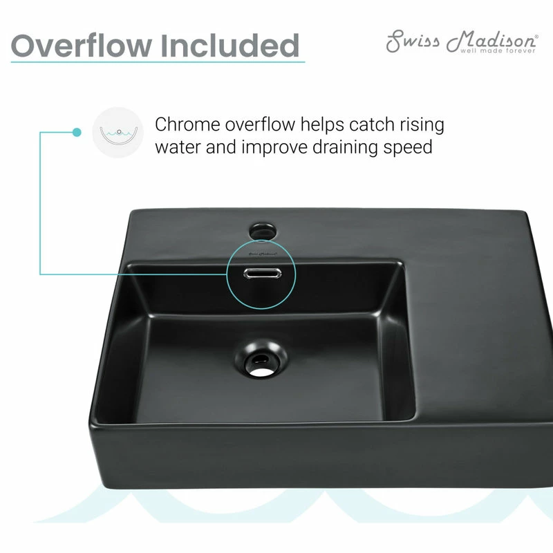 Cheapest ๐ฏ Swiss Madison St. Tropez 24"x18" Ceramic Wall Hung Sink With Left Faucet Mount, Matte Black ๐ 11 Cheapest ๐ฏ Swiss Madison St. Tropez 24"x18" Ceramic Wall Hung Sink With Left Faucet Mount, Matte Black ๐ - Image 9