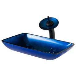 Wholesale ⌛ Kraus USA, Inc. Glass Vessel Sink, Bathroom Waterfall Faucet, Drain, Mount Ring, Oil Rub Bronze 😍