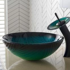 New 🔔 Kraus USA, Inc. Nature Series 17" Round Green Glass Vessel 19mm Thick Bathroom Sink 👍 -Bathroom Sinks Shop 9ad1123500e5e7ac 3188 w800 h800 b0 p0