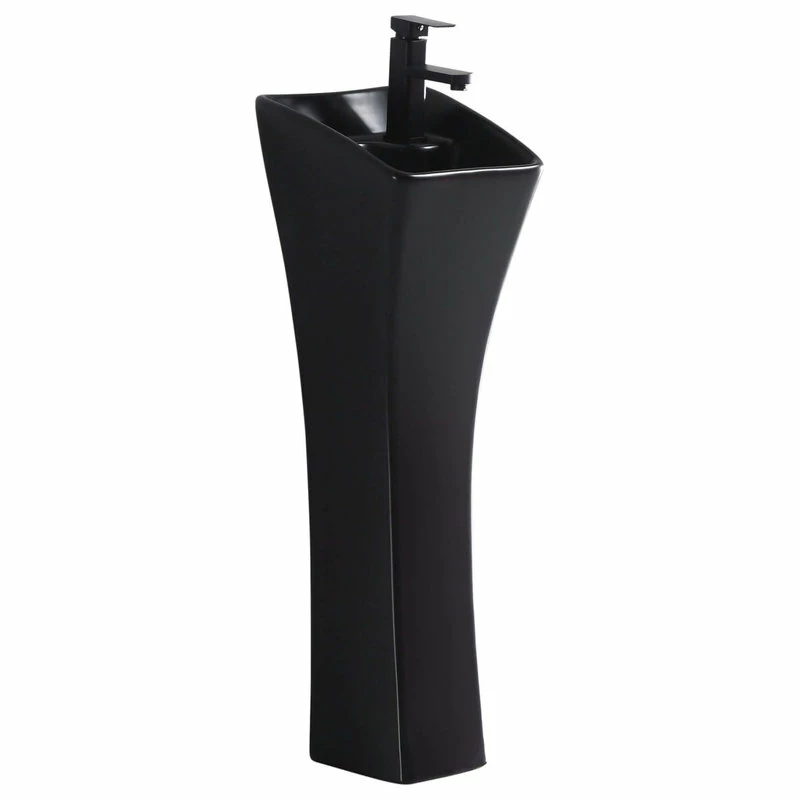 Hot Sale ๐ Fine Fixtures Vitreous China 12" Pedestal Bathroom Sink With Overflow, Black ๐ 3 Hot Sale ๐ Fine Fixtures Vitreous China 12" Pedestal Bathroom Sink With Overflow, Black ๐