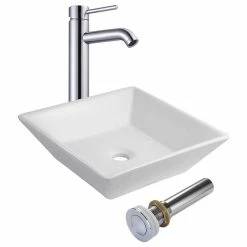 Best Pirce 😍 Yescom Aquaterior Square Porcelain Ceramic Vessel Sink With Drain & Faucet 🎉
