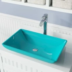 Outlet 🔥 MR Direct Sinks And Faucets 640 Colored Glass Vessel Sink, Turquoise, Sink Only, No Additional Accessories 🎉 -Bathroom Sinks Shop a431c7540c411026 1232 w800 h800 b0 p0