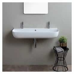 Best Sale 🎉 Scarabeo Ceramiche 38" Trough Ceramic Wall Mounted Or Vessel Sink 👏 -Bathroom Sinks Shop a5e108f40b55e57c 5799 w800 h800 b0 p0