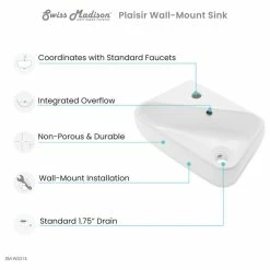 Best Pirce ๐ Swiss Madison Plaisir 18"x11" Ceramic Wall Hung Sink With Faucet Mount, Left Side ๐ 15 Best Pirce ๐ Swiss Madison Plaisir 18"x11" Ceramic Wall Hung Sink With Faucet Mount, Left Side ๐ -Bathroom Sinks Shop a671297f001c1640 3795 w800 h800 b1 p0